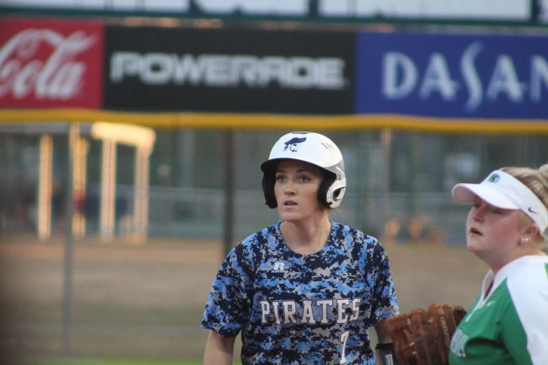 Danielle de Ruiter in a Pensacola State camouflage jersey